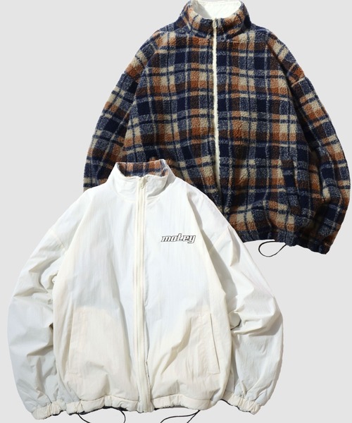セール】Reversible Blouson/2WAY オーバーサイズ ナイロン×チェック