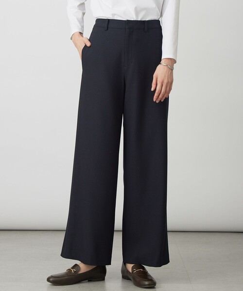 J.PRESS Ladies（J.プレス レディス）の「ジョーゼット裏起毛 ワイド パンツ（その他パンツ・レディース・グレー系/ネイビー系・XS/S）」の2枚目の写真