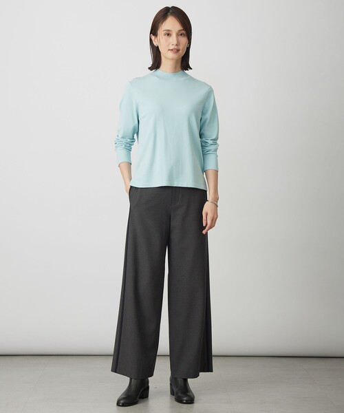 J.PRESS Ladies（J.プレス レディス）の「ジョーゼット裏起毛 ワイド パンツ（その他パンツ・レディース・グレー系/ネイビー系・XS/S）」の3枚目の写真