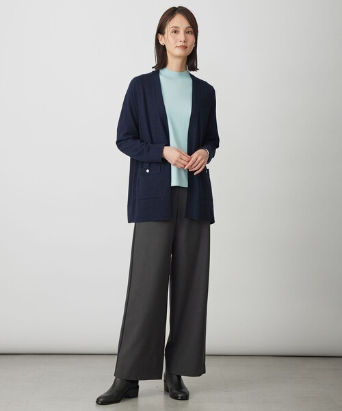 J.PRESS Ladies（J.プレス レディス）の「ジョーゼット裏起毛 ワイド パンツ（その他パンツ・レディース・グレー系/ネイビー系・XS/S）」の4枚目の写真