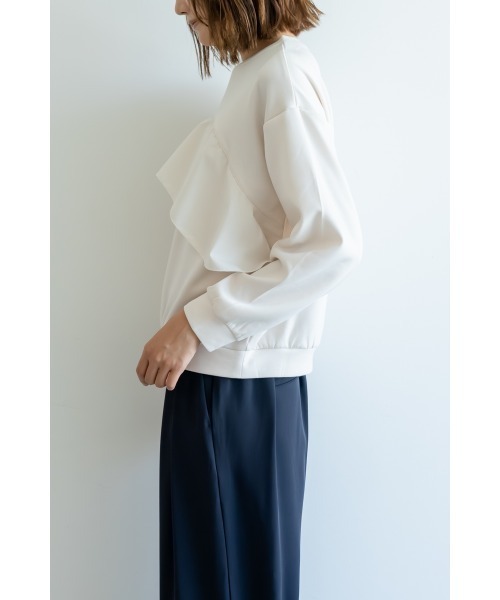 M.deux（エムドゥ）の「ダンボールフリルプルオーバー（Tシャツ/カットソー・レディース・ネイビー/オフホワイト・MEDIUM）」の6枚目の写真