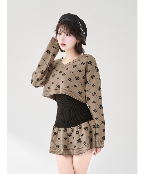 アンサンブルスノーロゴニットミニワンピース（ワンピース）｜Darich