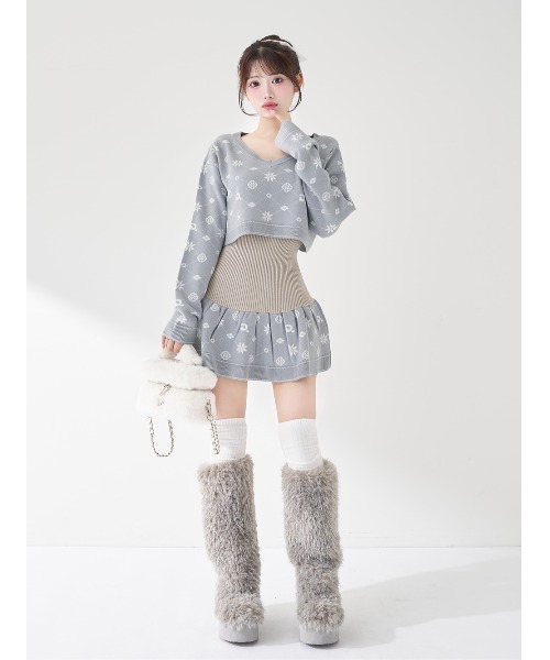 アンサンブルスノーロゴニットミニワンピース（ワンピース）｜Darich