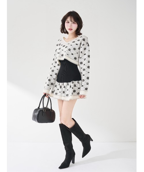 アンサンブルスノーロゴニットミニワンピース（ワンピース）｜Darich