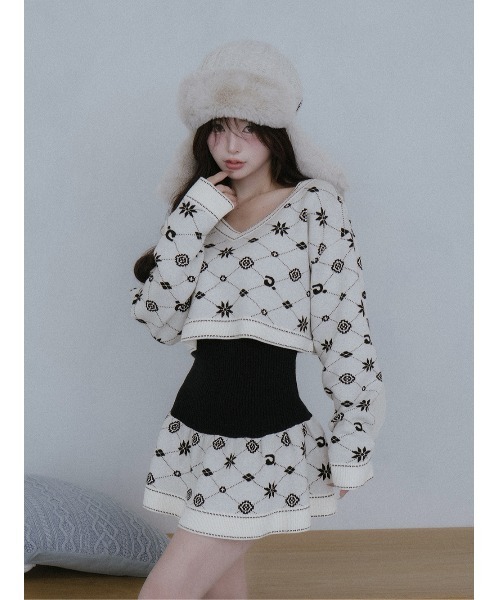 Darich アンサンブルスノーロゴニットミニワンピース アンサンブルスノーロゴニットミニワンピース（ワンピース）｜Darich