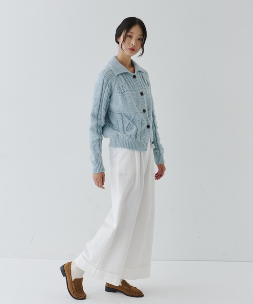 NUJOH(ヌゾ)の「Chunky Cable Knit Short Cardigan / チャンキーニットショートカーディガン(ニット/セーター・レディース・ベージュ/ブルー・FREE)」の14枚目の写真