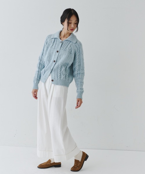 NUJOH(ヌゾ)の「Chunky Cable Knit Short Cardigan / チャンキーニットショートカーディガン(ニット/セーター・レディース・ベージュ/ブルー・FREE)」の16枚目の写真