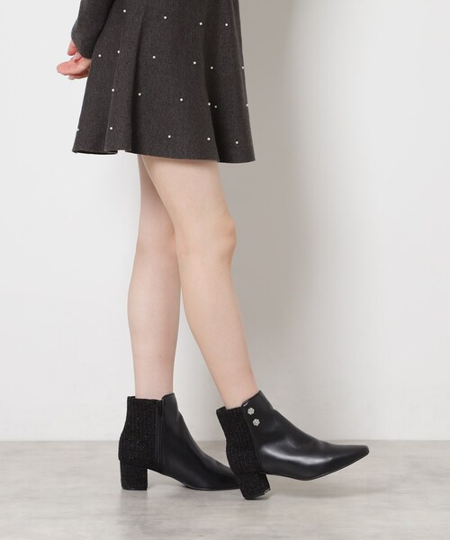 ESPERANZA(エスペランサ)の「ビジュー付きツイードショートブーツ(ブーツ・レディース・ホワイト系9/ベージュ系8/ブラック系8・S/M/L/LL)」の8枚目の写真
