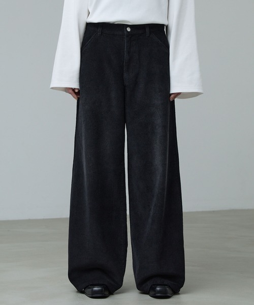 CALLNE（カルネ）の「【CALLNE】Vintage Corduroy Wide Straight Pants / ヴィンテージコーデュロイワイドストレートパンツ（その他パンツ・メンズ・ブラック/チャコールグレー・M/L）」の2枚目の写真