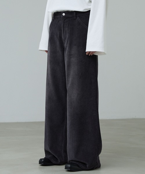 CALLNE（カルネ）の「【CALLNE】Vintage Corduroy Wide Straight Pants / ヴィンテージコーデュロイワイドストレートパンツ（その他パンツ・メンズ・ブラック/チャコールグレー・M/L）」の4枚目の写真
