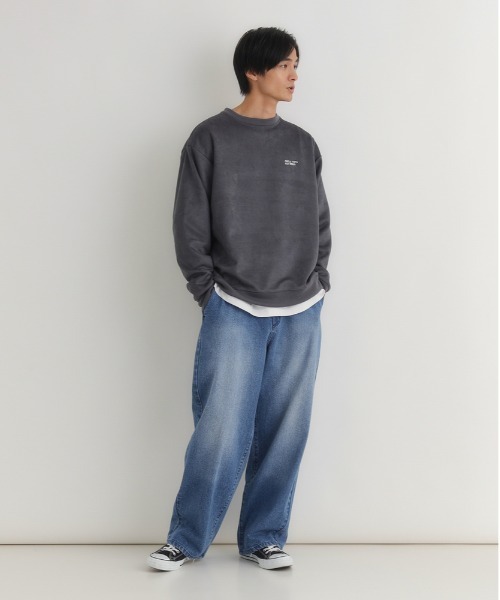 BACK NUMBER（バックナンバー）の「【BACK NUMBER】フェイクスエードロゴクルートレーナー（スウェット・メンズ・ダークグレー/ブルー/ブラック・M/L/XL）」の17枚目の写真