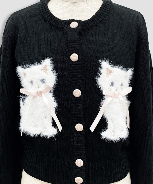 Honey Cinnamon うさぎ柄カーディガン twins catsジャガードニットカーディガン（カーディガン/ボレロ