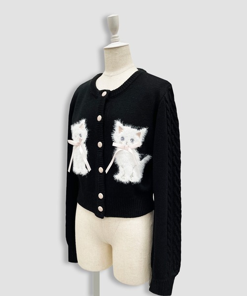Honey Cinnamon♡ twins catsジャガードニットカーディガン twins catsジャガードニットカーディガン（カーディガン/ボレロ