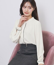 index | タックデザインバンドカラーブラウス【洗濯機OK】(シャツ/ブラウス)