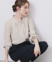 index | タックデザインバンドカラーブラウス【洗濯機OK】(シャツ/ブラウス)