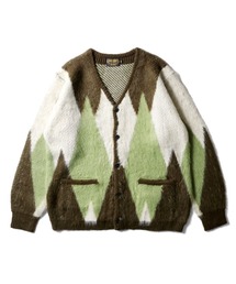 【最終値下げ】perverze モヘア ニットカーディガン カーキ グリーン HYKE P COAT COLLARLESS JACKETperverze モヘアニットカーディガン