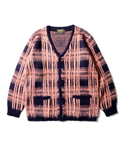 HOUSTON（ヒューストン）の「［UNIVERD72/ユニバード］MOHAIR TOUCH KNIT CARDIGAN / アソート 総柄 モヘアタッチ 起毛 ニット カーディガン / ダイヤ柄 / レオパード柄 / チェッカーフラッグ柄 / チェック柄 / ネイティブ柄【UNISEX】（カーディガン/ボレロ・メンズ・ホワイト×ブラック/オリーブ/ブラック×ピンク/ブルー/ネイビー系/グリーン系/ブラウン/ピンク/ピンク系/ブラック×グレー/ブラック系/ブルー系/ブラック系1/オフホワイト・M/L/XL）」の11枚目の写真