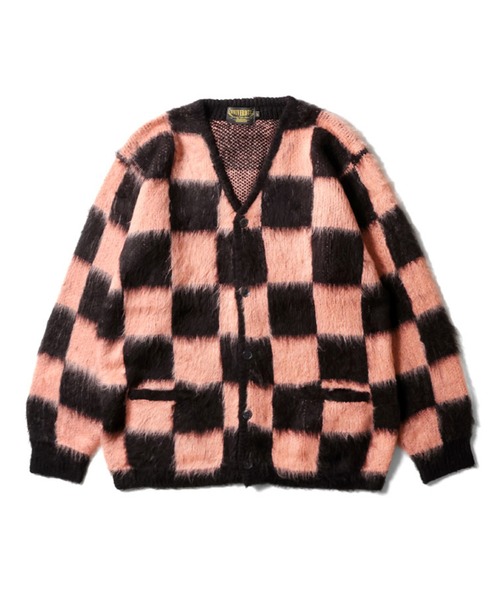 HOUSTON（ヒューストン）の「［UNIVERD72/ユニバード］MOHAIR TOUCH KNIT CARDIGAN / アソート 総柄 モヘアタッチ 起毛 ニット カーディガン / ダイヤ柄 / レオパード柄 / チェッカーフラッグ柄 / チェック柄 / ネイティブ柄【UNISEX】（カーディガン/ボレロ・メンズ・ホワイト×ブラック/オリーブ/ブラック×ピンク/ブルー/ネイビー系/グリーン系/ブラウン/ピンク/ピンク系/ブラック×グレー/ブラック系/ブルー系/ブラック系1/オフホワイト・M/L/XL）」の14枚目の写真