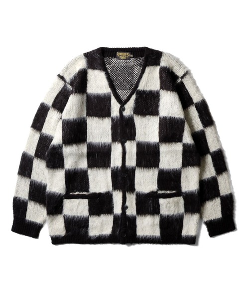HOUSTON（ヒューストン）の「［UNIVERD72/ユニバード］MOHAIR TOUCH KNIT CARDIGAN / アソート 総柄 モヘアタッチ 起毛 ニット カーディガン / ダイヤ柄 / レオパード柄 / チェッカーフラッグ柄 / チェック柄 / ネイティブ柄【UNISEX】（カーディガン/ボレロ・メンズ・ホワイト×ブラック/オリーブ/ブラック×ピンク/ブルー/ネイビー系/グリーン系/ブラウン/ピンク/ピンク系/ブラック×グレー/ブラック系/ブルー系/ブラック系1/オフホワイト・M/L/XL）」の19枚目の写真