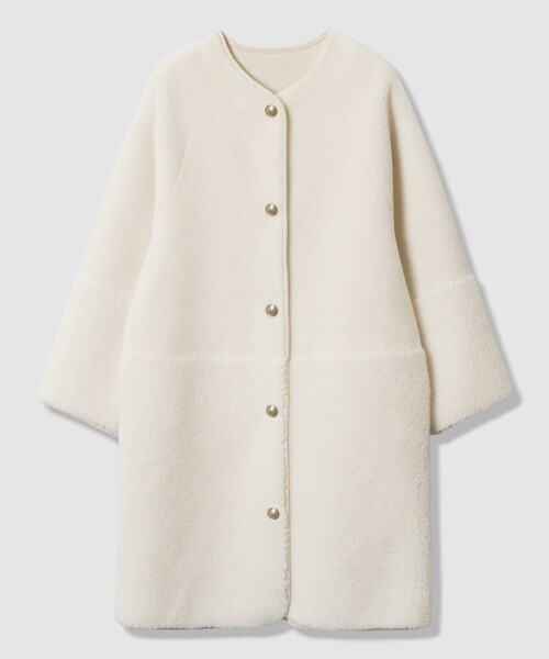 ツーブロッキングボアコート（ノーカラーコート）｜allureville