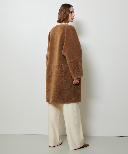 ツーブロッキングボアコート（ノーカラーコート）｜allureville