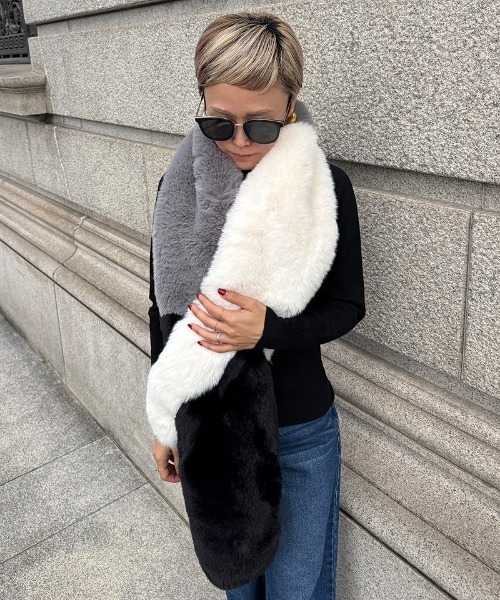 エコファーカラーブロックマフラー（マフラー）｜JENNE（ジェンヌ）の