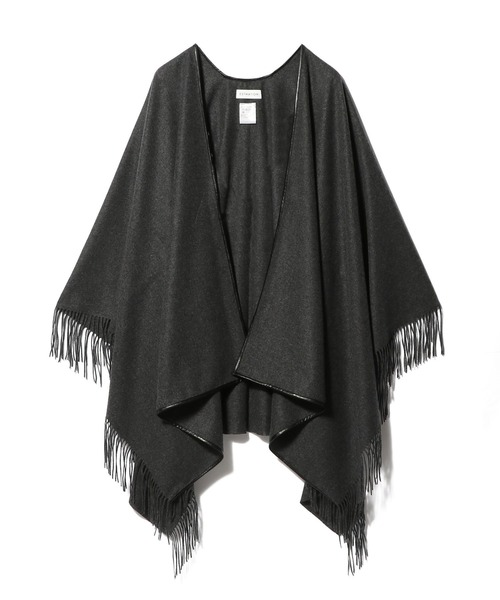 ESTNATION(エストネーション)の「ESTNATION / パイピング カシミヤ ポンチョ(ストール/ショール・レディース・グレー/ホワイト・FREE)」の2枚目の写真