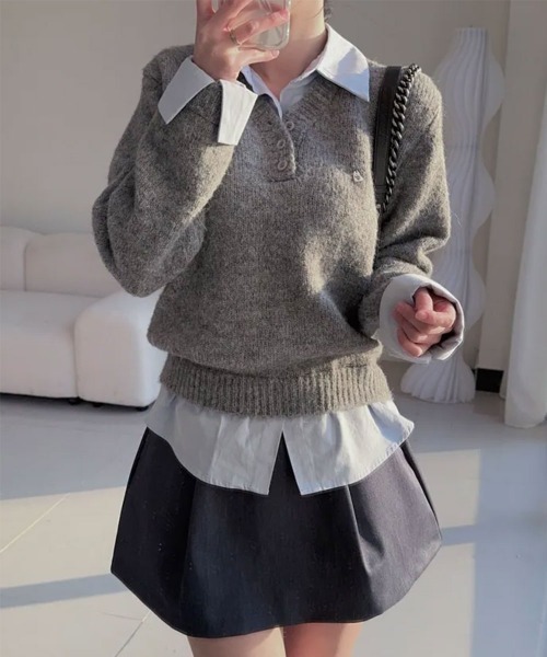 美品 エンフォルド ダブル サテン ニット ドッキング シャツ プルオーバー 美品 エンフォルド ダブル サテン ニット ドッキング シャツ プル