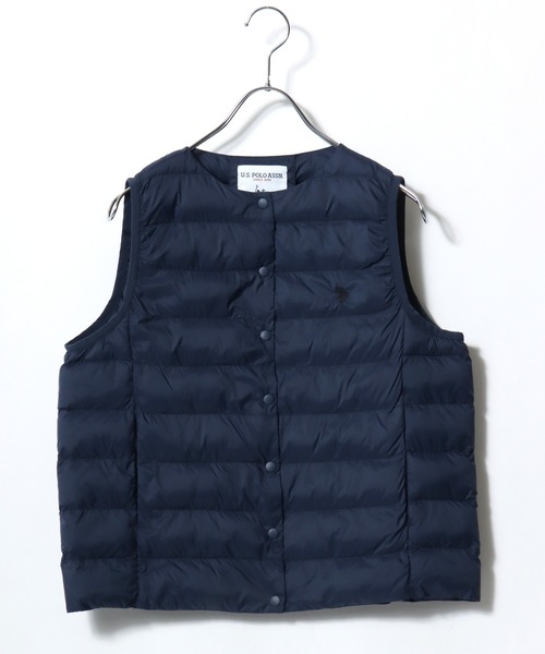 U.S. POLO ASSN.（ユーエスポロアッスン）の「U.S.POLO ASSN. キルティング ノーカラー フェイクダウンジャケットベスト/中わたインナーダウン レディース（ダウンベスト・レディース・ベージュ/ネイビー/アイボリー/ブラック/カーキ・M/L）」の5枚目の写真