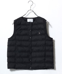 U.S. POLO ASSN. | U.S.POLO ASSN. キルティング ノーカラー フェイクダウンジャケットベスト/中わたインナーダウン レディース(ダウンベスト)