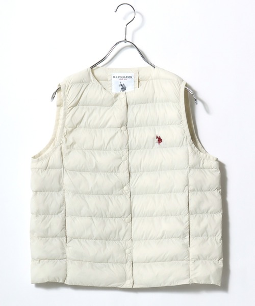 U.S. POLO ASSN.（ユーエスポロアッスン）の「U.S.POLO ASSN. キルティング ノーカラー フェイクダウンジャケットベスト/中わたインナーダウン レディース（ダウンベスト・レディース・ベージュ/ネイビー/アイボリー/ブラック/カーキ・M/L）」の15枚目の写真