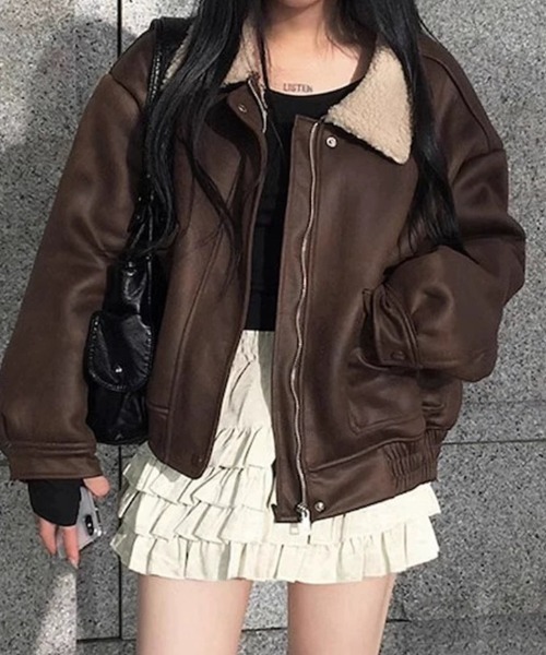 ボアドッキングスエードブルゾン