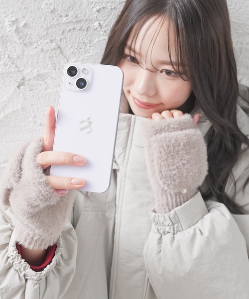 Honeys（ハニーズ）の「【ハニぽか】フード付シャギー手袋（手袋・レディース・モカ/アイボリー・FREE）」の17枚目の写真