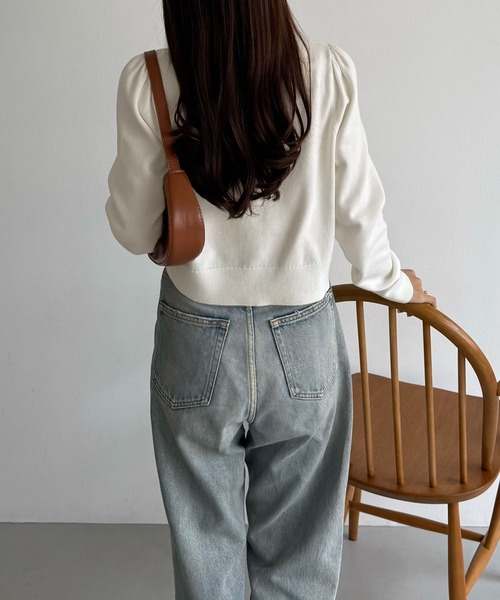 callautia（カラウティア）の「金ボタンコットンショートニットカーディガン（カーディガン/ボレロ・レディース・ブラック/オフホワイト/チャコール・MEDIUM/LARGE）」の11枚目の写真