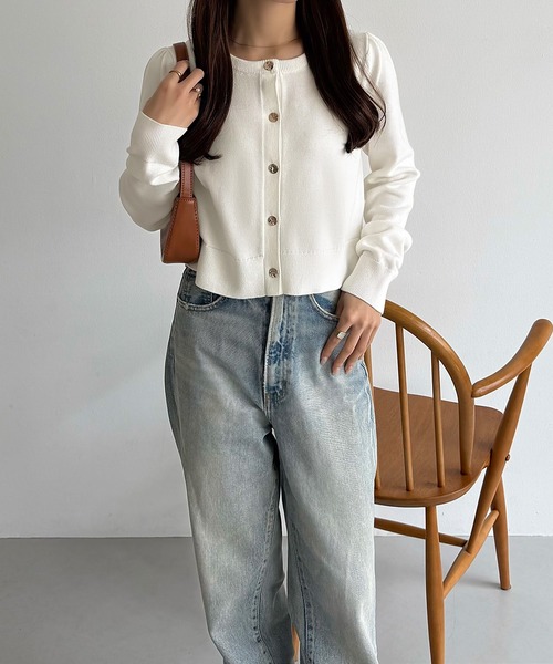 callautia（カラウティア）の「金ボタンコットンショートニットカーディガン（カーディガン/ボレロ・レディース・ブラック/オフホワイト/チャコール・MEDIUM/LARGE）」の12枚目の写真