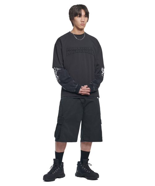 NOMANUAL（NOMANUAL）の「PATCH T-SHIRT - WASHED BLACK（Tシャツ/カットソー・レディース・その他・LARGE/X-LARGE/SMALL/MEDIUM）」の3枚目の写真