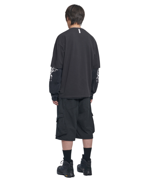 NOMANUAL（NOMANUAL）の「PATCH T-SHIRT - WASHED BLACK（Tシャツ/カットソー・レディース・その他・LARGE/X-LARGE/SMALL/MEDIUM）」の4枚目の写真