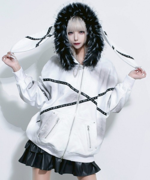 REFLEM【レフレム】うさ耳ファージップアップパーカー REFLEM/レフレム』ファー付きうさ耳ZIPパーカー/ジップアップパーカー