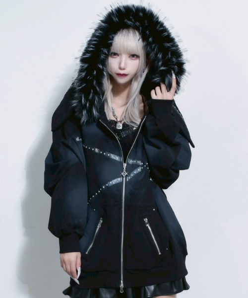 REFLEM/レフレム』ファー付きうさ耳ZIPパーカー/ジップアップパーカー