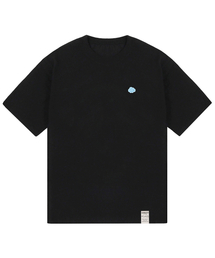 [UNISEX-24]スモールブルークラウドスマイル半袖Tシャツ_ブラック