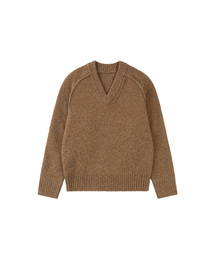 SIKN2170 Loose Fit V-Neck Heavy Knit_Camel Brown