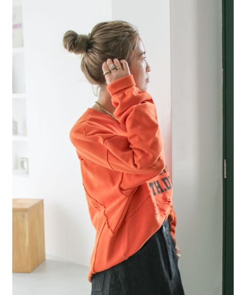 Ungrid（アングリッド）の「ダメージデザインルーズスウェット（スウェット・レディース・ライトグレー/ネイビー/オレンジ・FREE）」の16枚目の写真