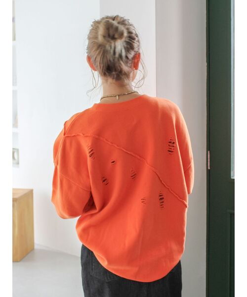 Ungrid（アングリッド）の「ダメージデザインルーズスウェット（スウェット・レディース・ライトグレー/ネイビー/オレンジ・FREE）」の17枚目の写真