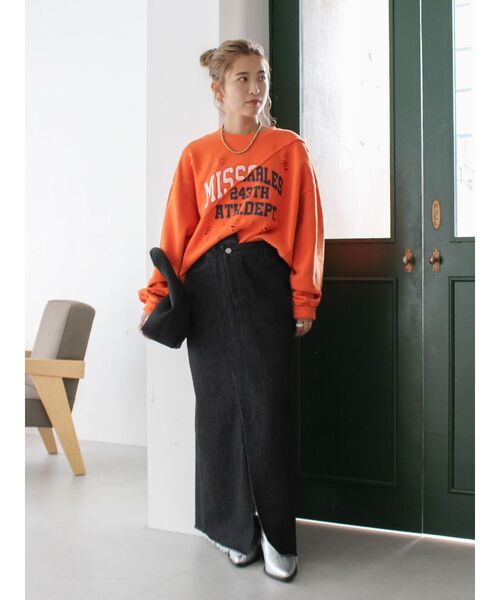 Ungrid（アングリッド）の「ダメージデザインルーズスウェット（スウェット・レディース・ライトグレー/ネイビー/オレンジ・FREE）」の19枚目の写真