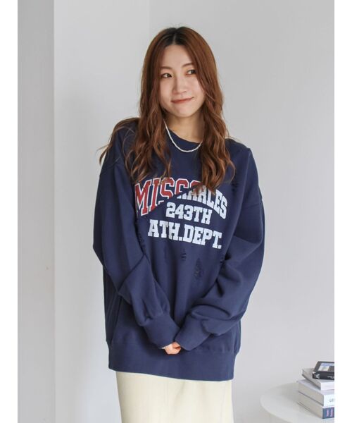 Ungrid（アングリッド）の「ダメージデザインルーズスウェット（スウェット・レディース・ライトグレー/ネイビー/オレンジ・FREE）」の22枚目の写真