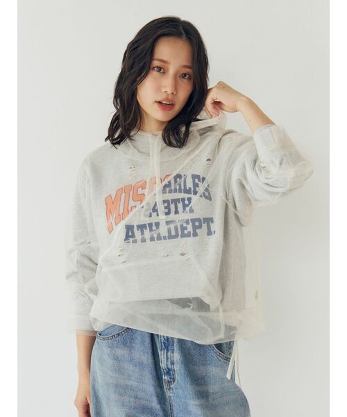 Ungrid（アングリッド）の「ダメージデザインルーズスウェット（スウェット・レディース・ライトグレー/ネイビー/オレンジ・FREE）」の13枚目の写真