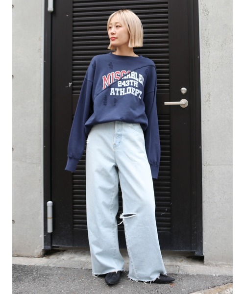値下げ ungrid スリットワイドスウェット Ungrid - 新品 スリットワイドスウェットの通販 by ｜アングリッドなら