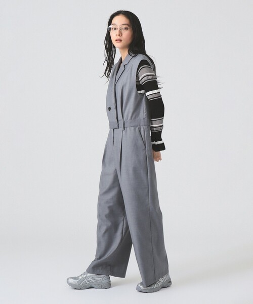 Ray BEAMS(レイビームス)の「スーツ ディテール サロペット(サロペット/オーバーオール・レディース・シルバー/ブラック・0/1)」の2枚目の写真