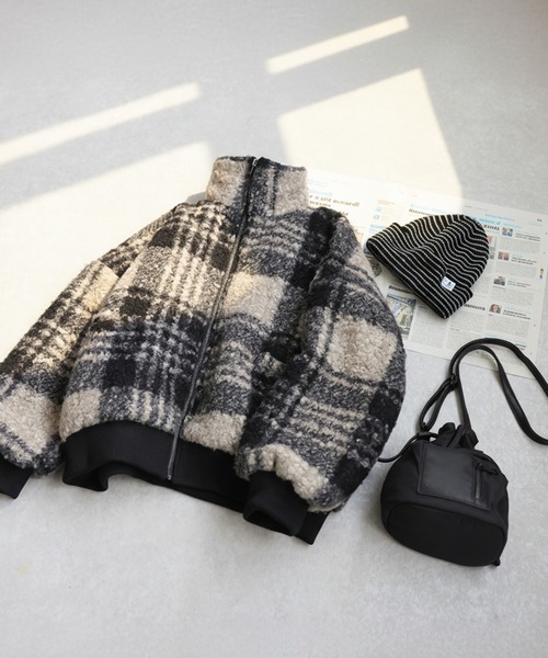 antiqua（アンティカ）の「チェック柄 ボアジャケット（その他アウター・レディース・ブラックミックス・ONESIZE）」の11枚目の写真
