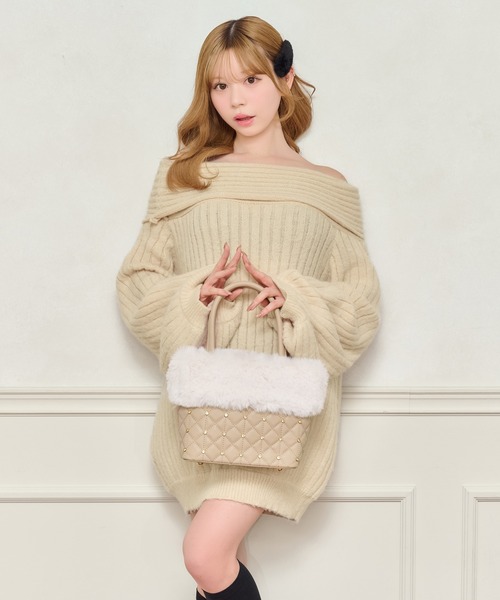 apres jour(アプレジュール)の「【apres jour×ARIAZ】キルティングビジューファーバッグ【ZOZOTOWN限定アイテム】(ショルダーバッグ・レディース・ブラック/ベビーピンク/ベージュ/ホワイト/ボルドー・FREE)」の8枚目の写真